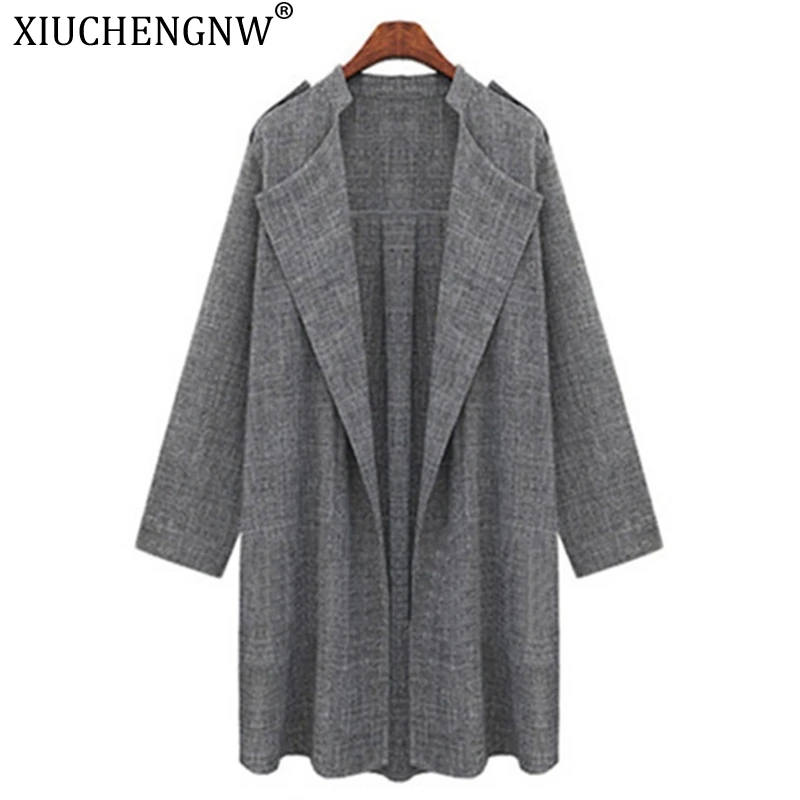 Long Trench Coat Women Clothing Plus Size Coat Loose Cape Womens Tops Blouses Trench Coats Solid Color Office Fashion Fall Wear