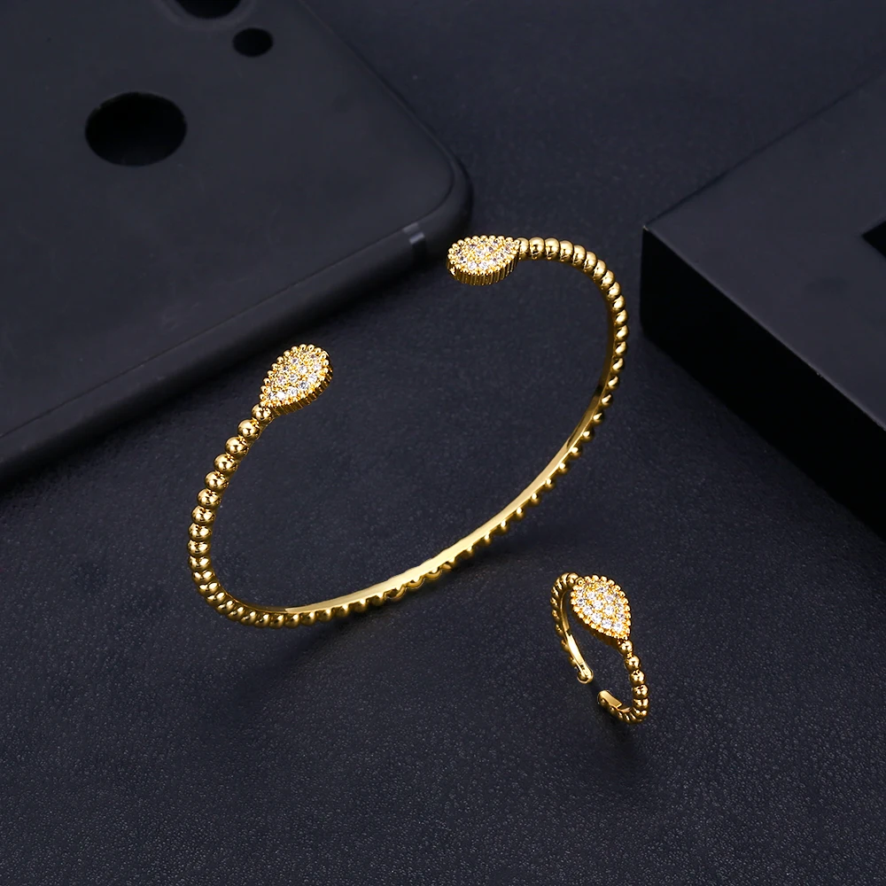 Jankely роскошный водный браслет в форме капли кольцо наборы Мода Дубай серебряные свадебные комплекты украшений для женщин Свадебные brincos para as mulheres