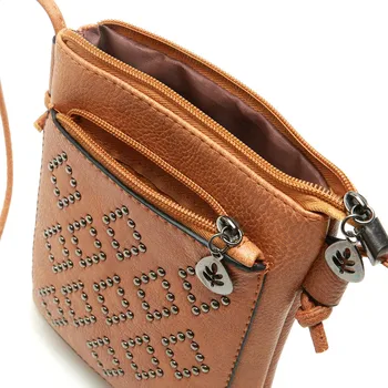 Womens Leather Messenger Bag - Brown