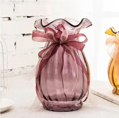 Европейская волна рот креативная стеклянная ваза, прозрачный цвет, гостиная украшение для телевизора украшения - Цвет: 20 cm high