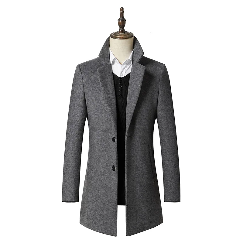 BOLUBAO мужское зимнее шерстяное пальто, мужское осеннее зимнее Новое однотонное приталенное шерстяное пальто, шерстяное бушлат, мужской Тренч, пальто - Цвет: Light gray