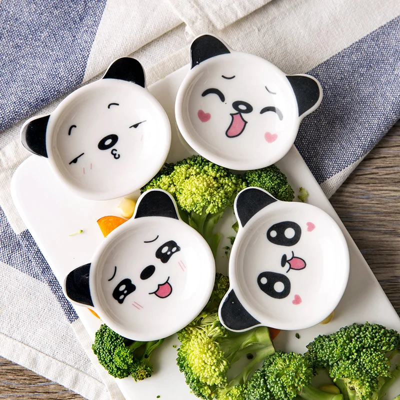 4 цвета Симпатичный Мини Panda уксус блюдце набор посуды приправа соус пластина для Еда дома, посуда