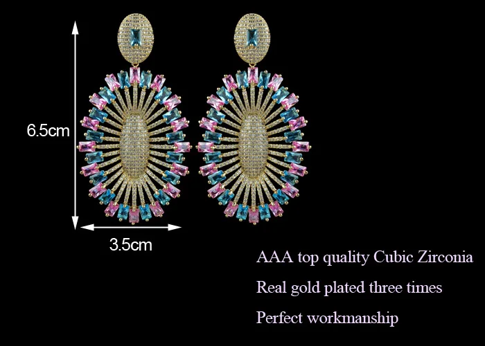 Дизайн, красивые разноцветные Роскошные серьги с кубическим цирконием для женщин, высокое качество, модные украшения для свадьбы/вечерние/в подарок