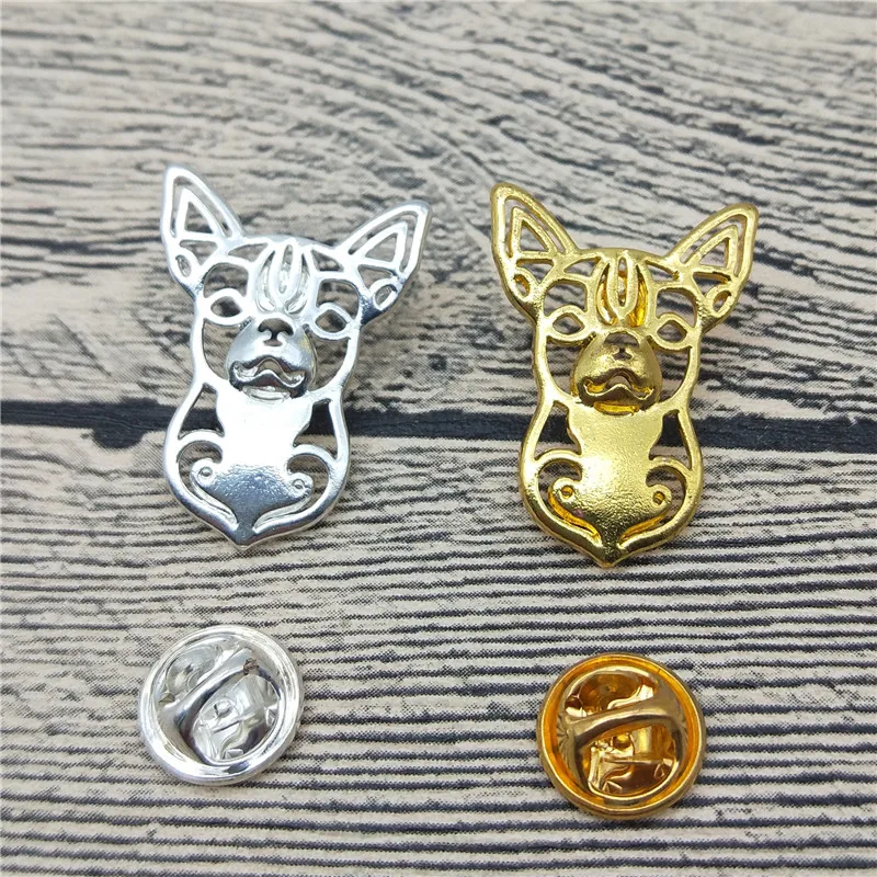 

New Chihuahua Brooches and Pins Trendy Animal Metal Suit Brooches Men Fashion Pet Jewellery