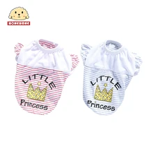 Хлопковое платье в полоску с длинными рукавами и с цветочным рисунком; сезон Лето Одежда для домашних животных, котов, рубашка-жилет, чихуахуа, одежда для детей для собак породы Йоркширский терьер костюмы Прямая поставка