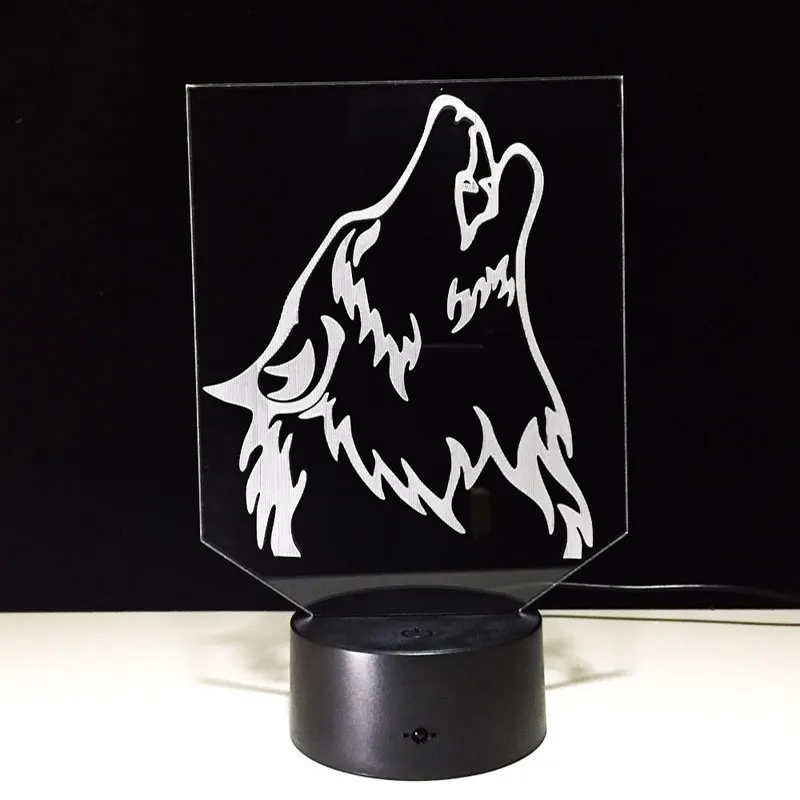 Волк форма 3D светодио дный Акрил светодиодный ночник сенсорный 7 цветов Изменение стол настольные вечерние декоративный свет Дети