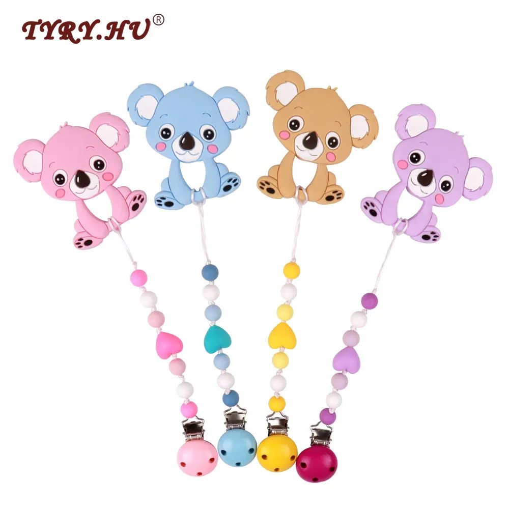 Tyry.hu Silicone Beads Teething Pacifier Clips With Koala Silicone Baby