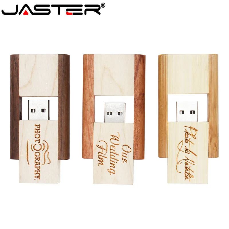 JASTER Горячая продажа креативные деревянные 3 цвета может поворачивать реальная емкость USB 2,0 4 ГБ/8 ГБ/16 ГБ/32 ГБ/64 Гб флэш-накопитель 5 шт