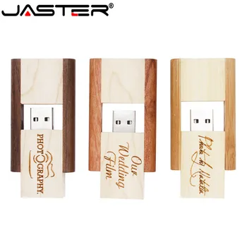 

JASTER hot selling creative Wooden 3-colors can rotated real capacity USB 2.0 4GB/8GB/16GB/32GB/64GB flash drive 5pcs free LOGO