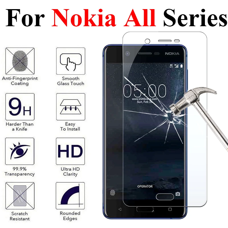 Защитное стекло для nokia 5 защитная пленка экрана 6 7 8 plus x6 закаленное Защитная 2.5d 9h |