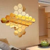 12pcs/set Hexagonal 3D Mirror Wall Stickers Restaurant Aisle Floor Personality Decorative Mirror Paste Living Room Small Sticker ► Photo 2/6