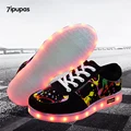 7ipupas led 조명 어린이위한 신발 새로운 11 색상 빛나는 스 니 커 즈 usb 충전식 남여 아이 소년 소녀 낙서 led 구두-에서운동화부터 엄마와 아이 의
