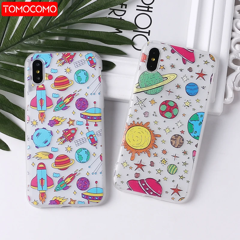 

For iPhone 11 Pro Max 5 6S 6Plus 7Plus 7 8 8Plus X XS Max Space Love Moon Astronaut Rocket Cat Soft Silicone Printed Case