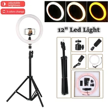 Tycipy LED Ring Light 2700 K-5500 K 24 W Fotostudio 12 "Licht Fotografie Dimbare Video voor smartphone met Statief Telefoon Houder(China)