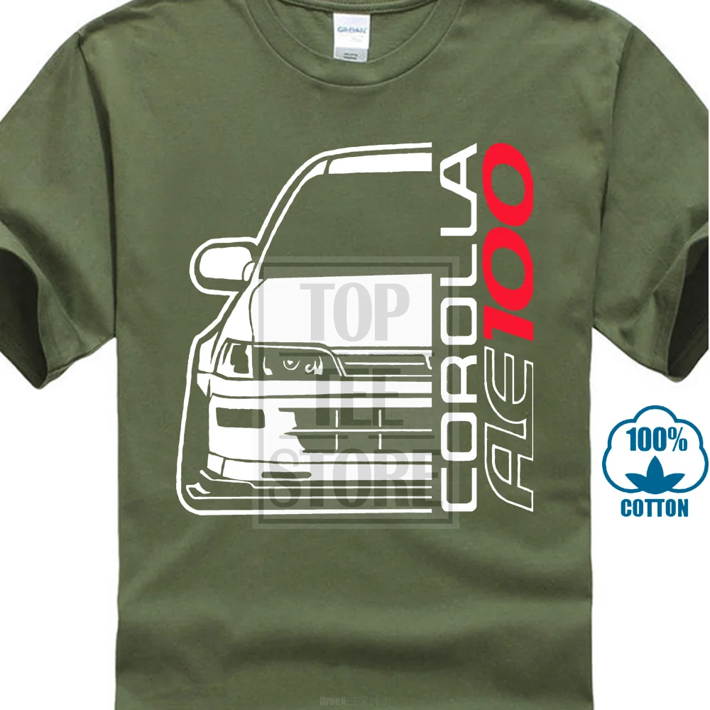 Логотип Corolla Ae100, футболка, все цвета, Мужская футболка, Homme, для высоких и больших мужчин, обидные футболки - Цвет: Армейский зеленый