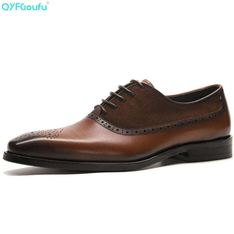 

New 2019 Business Dress Men Formal Shoe Wedding Eurpean Style Fashion Genuine Leather Shoes Flats Oxford Shoes For Men