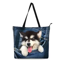 Ковбойская сумка для фотографий с животными модная Высококачественная стойка для целлофановых пакетов сумка на плечо Холщовая Сумка для покупок 1 шт. сумка для хранения