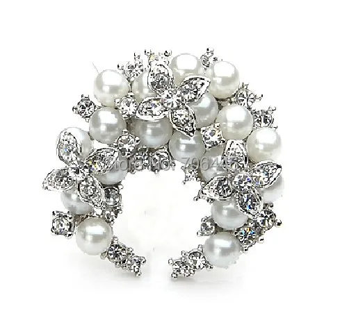 

(Minimum Order $12) Faux Pearl Rhinestone Crystal Diamante Bridal Brooch Women Pin Jewelry Gifts