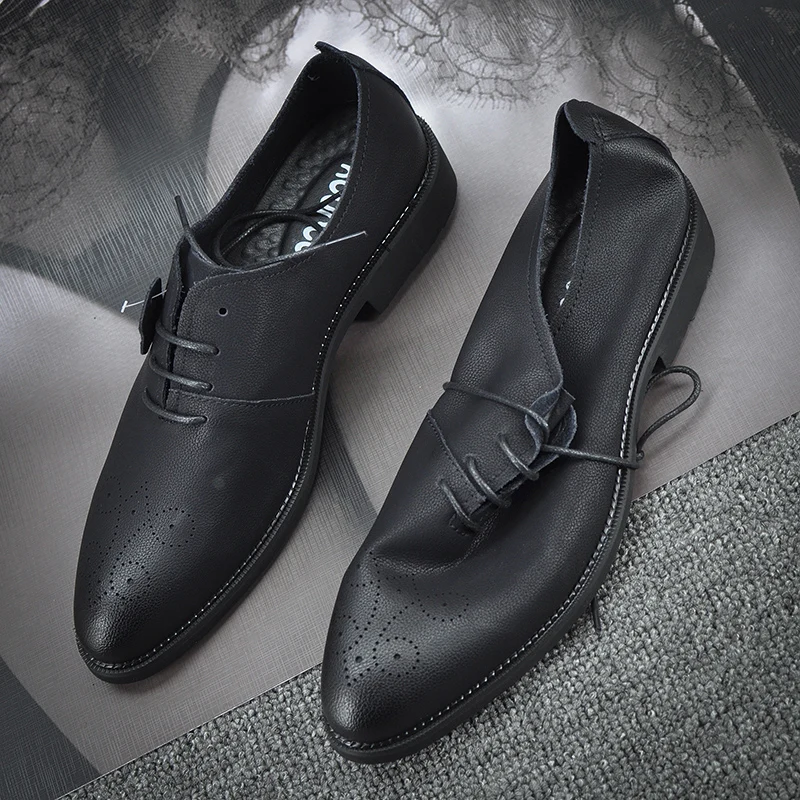 Homem De Casuais Up Preto Bico Fino Suede Vaca 2019 Respiráveis Qualidade Dos Negócios Alta Brogues Sapatos Shoes Novo Apartamentos Homens Lace FqwTSaUx