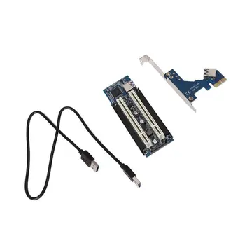 

VODOOL PCI-E Express X1 to Dual PCI Riser Extend Adapter Card with 1M USB3.0 Cable for WIN2000/XP/Vista/Win7/Win8/LINUX Add Card
