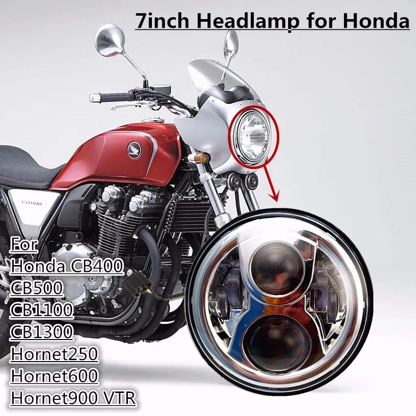 Chrome 7 inch Round LED Motorcycle HeadLight bike Led Lamp Headlight