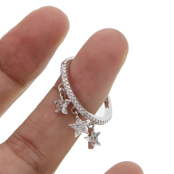 

3 pcs cute lovery cz star charm pave clear cz engagement band christmas gift fashion women rings