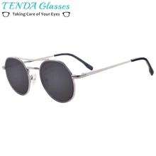 Gafas de sol clásicas polarizadas redondas para hombre y mujer, gafas de sol de Metal con borde completo y doble puente con bisagra de resorte para gafas de prescripción