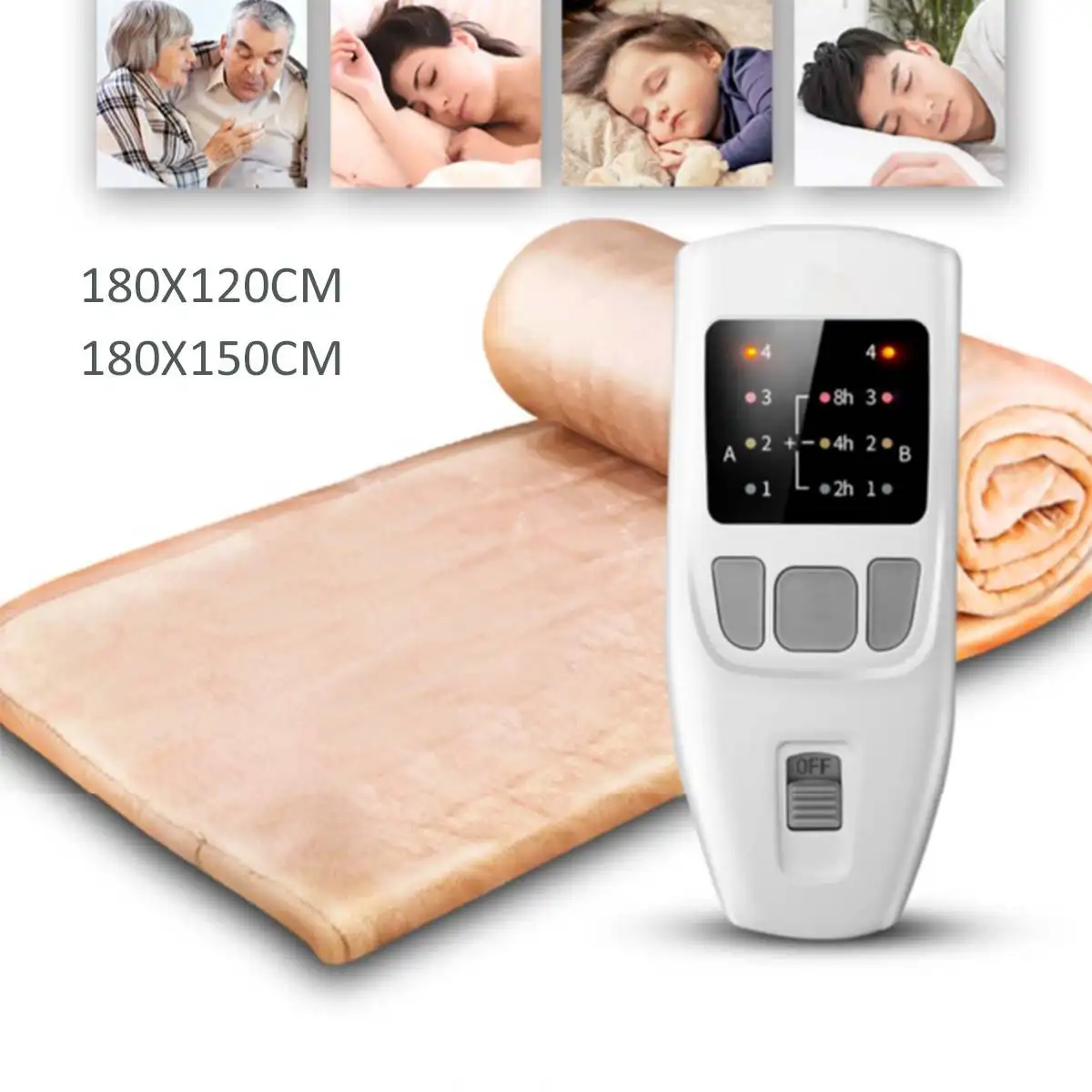

180cm Electric Blanket Dual Heating Body Warmer Bed Electric Heater Pad Winter Mattress Carpet W/ Temperature Timing Controller