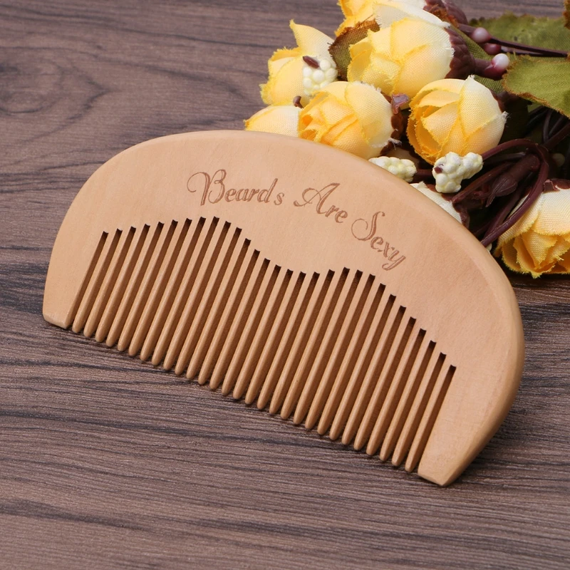 Натуральная расческа из персикового дерева для бороды, массажный антистатический инструмент для ухода за волосами