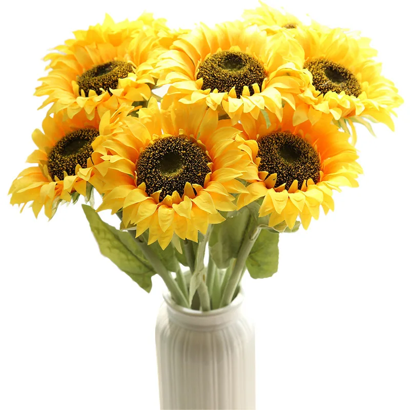 

Artificial Flower Sunflower Single Silk simulation flower For home decoration wedding Party Garden fake flowers Wholesale