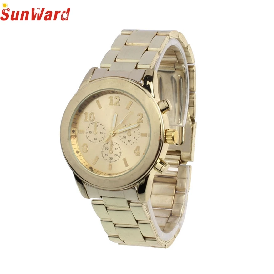 

SUNWARD Watch Ladies Women Wrist  Gold time Girl alarm clock Stainless Steel Quartz WristWatches DE29