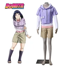 Boruto Naruto the Movie Hyuga Hinata Cosplay Púrpura de Manga Corta Con Capucha de Manga Larga Traje de Cosplay Traje de Halloween