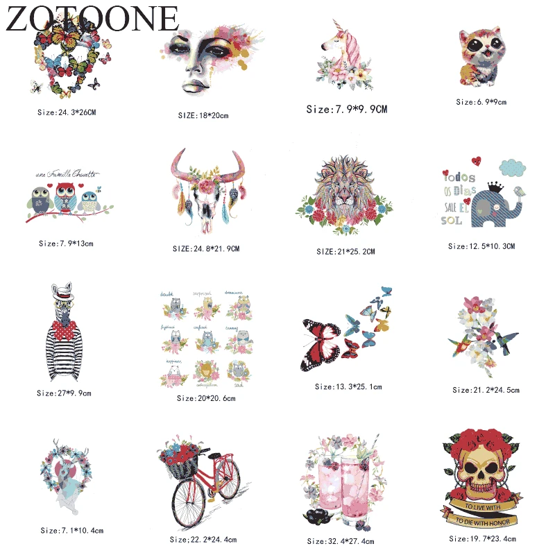 

ZOTOONE DIY Unicorn Iron On Transfer Patches for Clothing 3D Applique Embroidery Flower Patch Transfers Thermocollants T-shirt