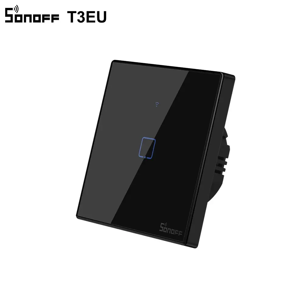 Интеллектуальный выключатель света SONOFF T3EU TX Smart Wi-Fi настенный сенсорный выключатель Черный с границы умный дом 1/2/3 433 RF/Голосовое управление/приложение Управление работает с Amazon Alexa