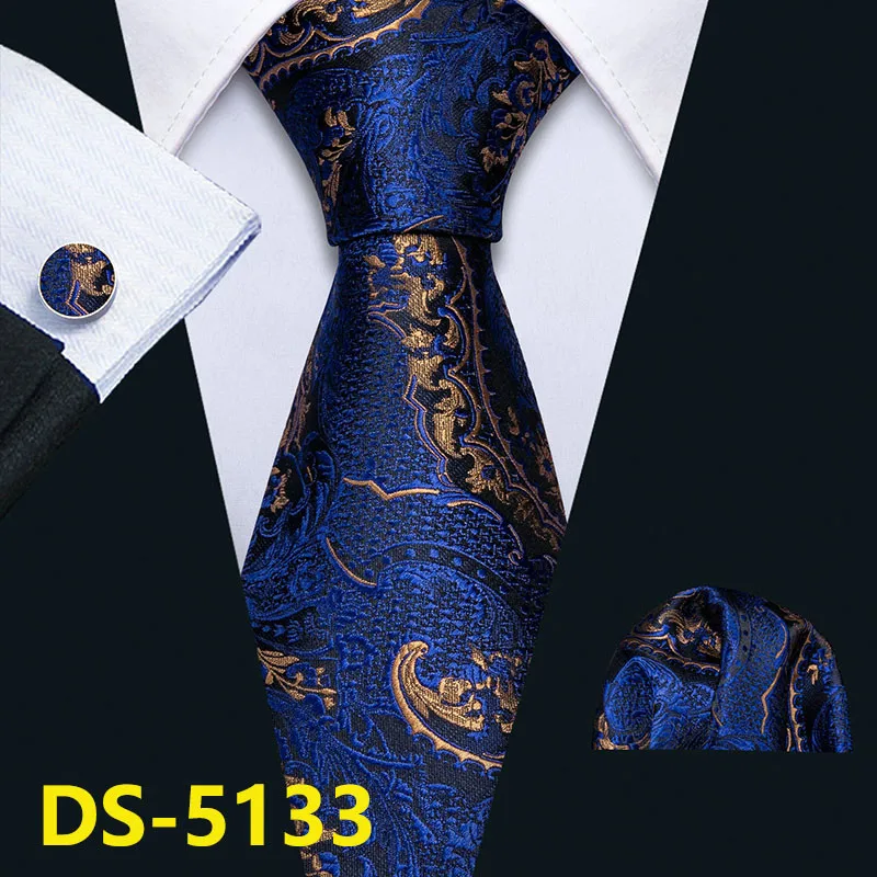 DS-5133 Мужской галстук, золотой, темно-синий, в полоску, шелк, галстук Barry. Wang, 3,4 дюймов, жаккардовые, вечерние, свадебные, тканые, модные, дизайнерские, галстук для мужчин, DS-5032 - Цвет: DS-5133