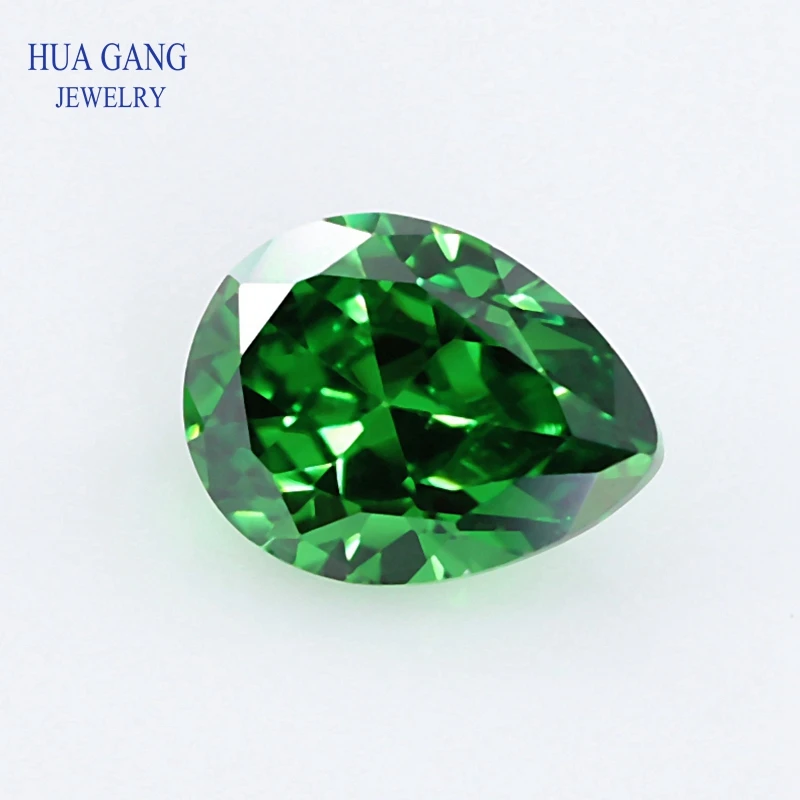 

2x3-15x20mm Pear Shape Green AAAAA Cubic Zirconia Synthetic Gems CZ Stone For Jewelry