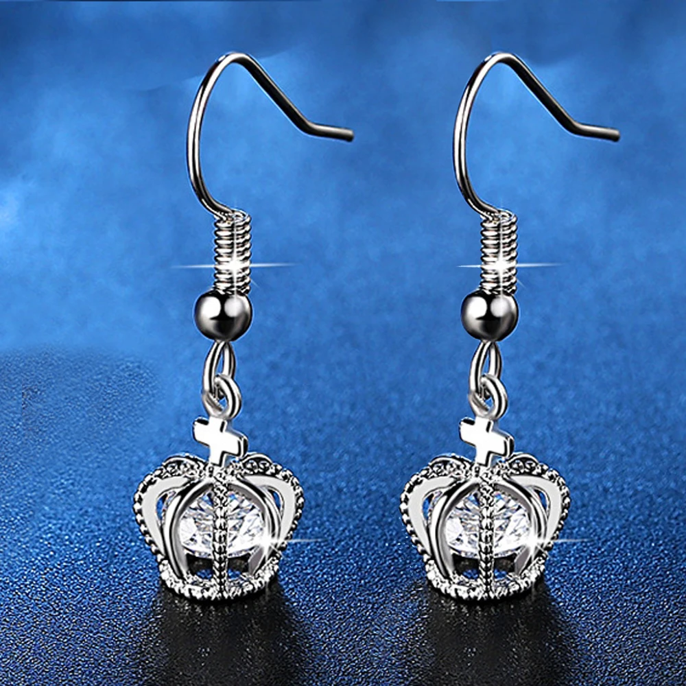 Classic Crown Earrings For Women Cubic Zirconia Stones AAA+CZ Drop