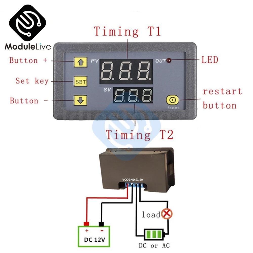 AC 110V 220V Цифровой отсрочка таймера триггерный релейный модуль Таймер Реле двойной светодиодный Дисплей таймер задержки переключения регулируемое реле времени