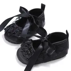 Для новорожденных для маленьких девочек нескользящей цветок Обувь для младенцев мягкие тапки Prewalker Обувь