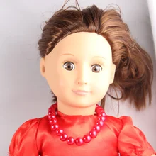 Baby Born Doll Accessories Red Pearl Necklaces Decorations For 18 inch American Girl doll Accessories AN09