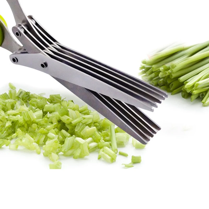 

New Kitchen Knife Multi-functional Stainless Steel Scissors 5 Layers Green Onion Cutting Household Food Scissors