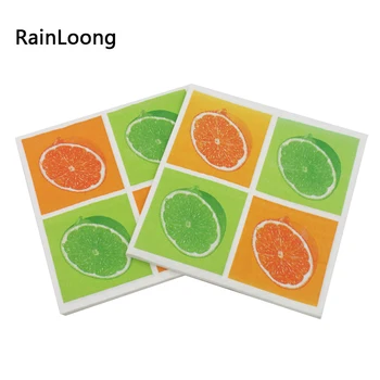 

[RainLoong] Fruit Paper Napkin Orange Festive & Party Tissue Printed Napkin For Cocktail Decoration Paper 33*33cm 5 packs