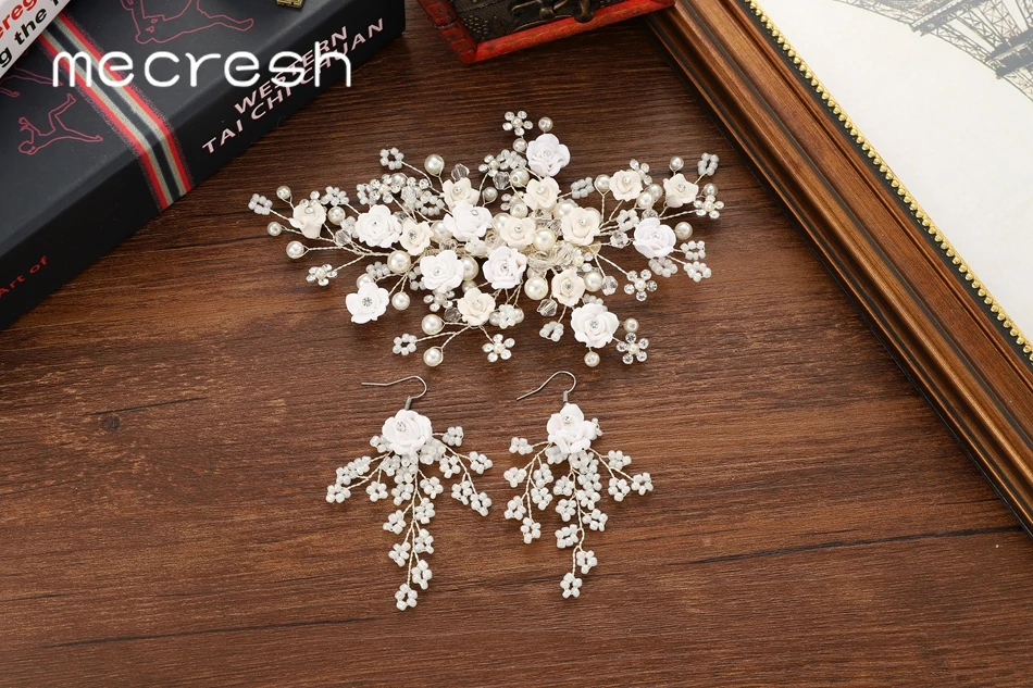 handmade wedding hair accessories bridal comb earrings set
