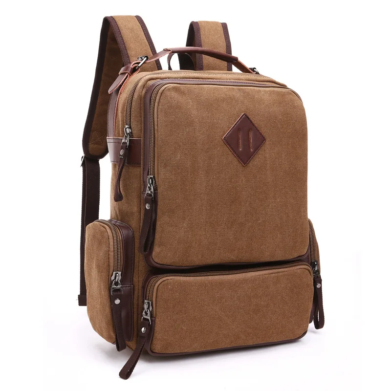 

High Quality Multi-purpose Men Vintage Canvas Laptop Bag Man Fashion Large Travel Bags Retro Military Style Backpack Rucksacks
