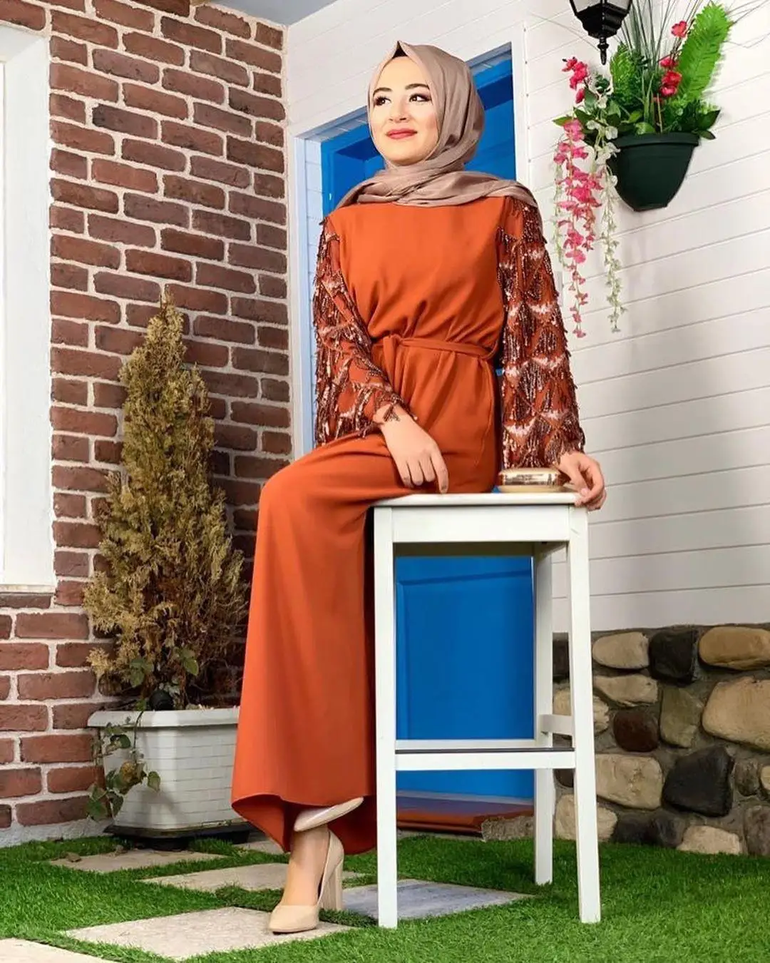 Festa Robe Vestido Jilbab Islâmico Árabe Com Cinto vestidos Nova