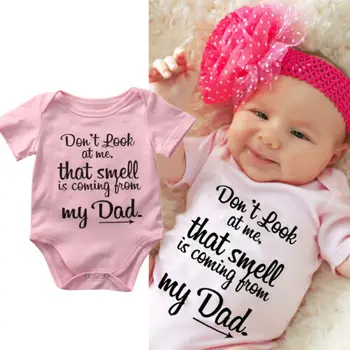 

2019 brand new My Dad Newborn Toddler Baby Boy Girl pink letter Romper Jumpsuit Clothes Outfit for Kid clothing Children infant