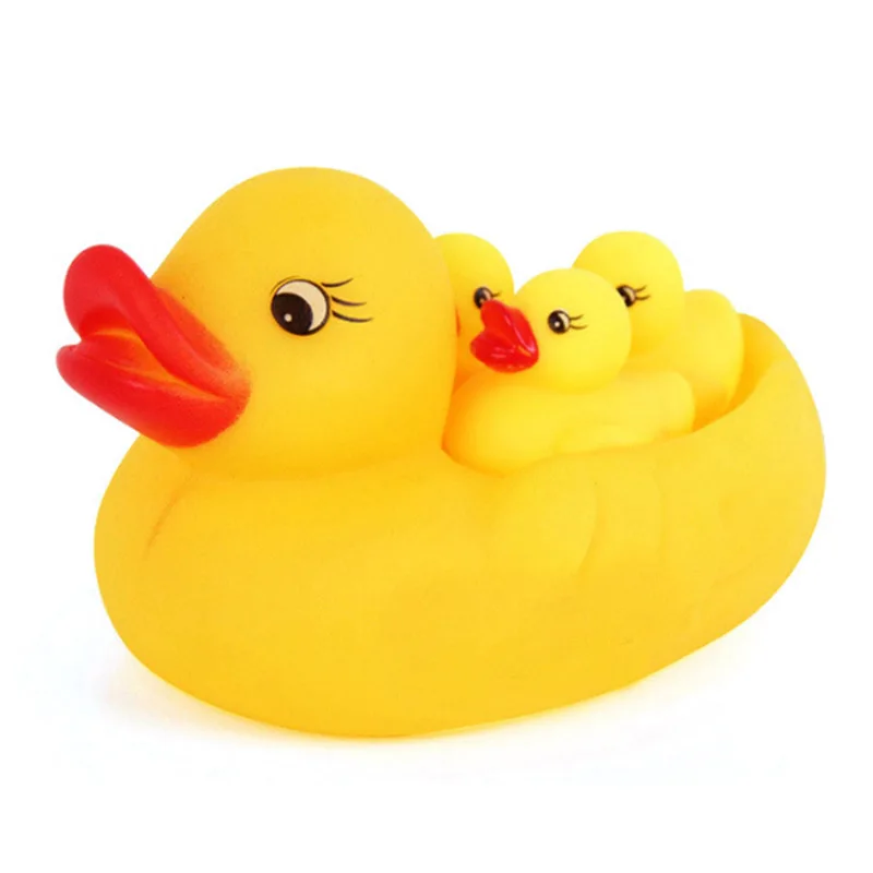 4Pcs / set Rubber Duck Family Cute Baby Boy Bathing Bathing Rubber Race