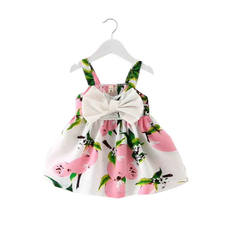 

2018 Summer Sleeveless Baby Girl Dress Printed Bowknot Infant Princess Dress Newborn Baby Girl Dresses Toddler Clothing