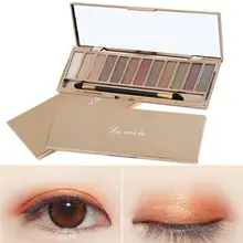

12 Color Eyeshadow Palette Pearl Glitter Shimmer Matt Eye Shadow Powder Palette Professional Eye Cosmetic Makeup Brush Set #F
