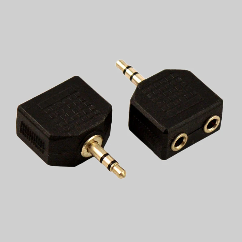 Black Color 3.5mm Jack 1 to 2 Double Earphone Headphone Y Splitter